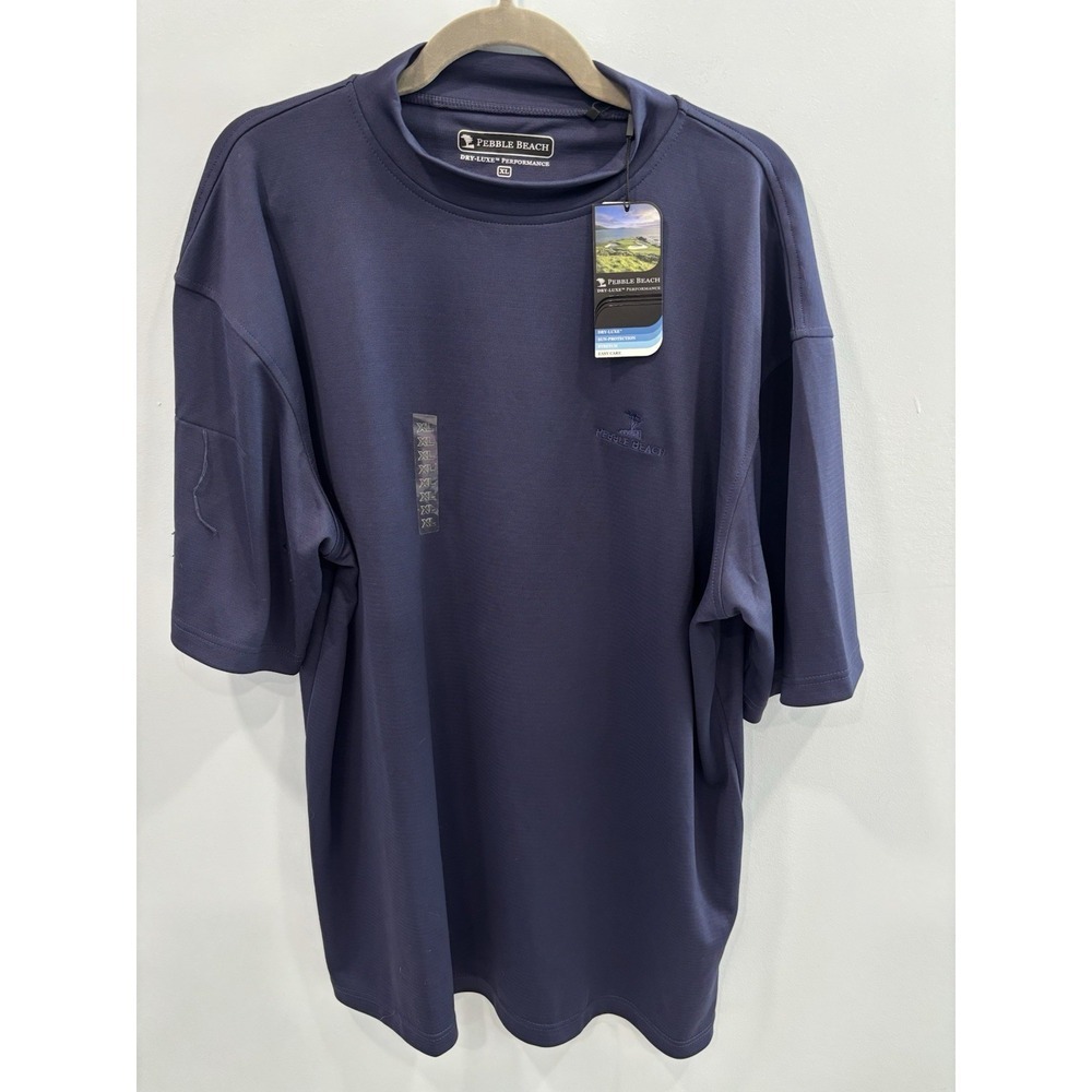 Pebble Beach Dry Luxe Performance Men's XL Shirt Navy Blue Moisture Wicking NWT